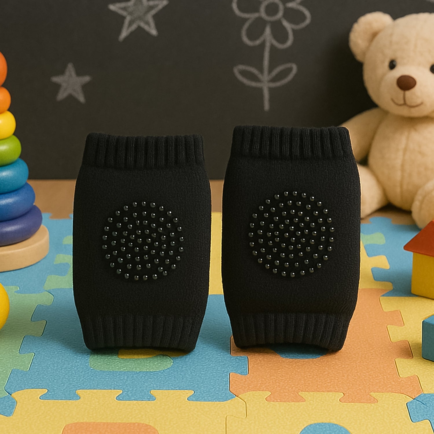 Black Wool Knee Sleeves for Baby & Toddler Use Black Wool Knee Sleeves for Baby & Toddler Use